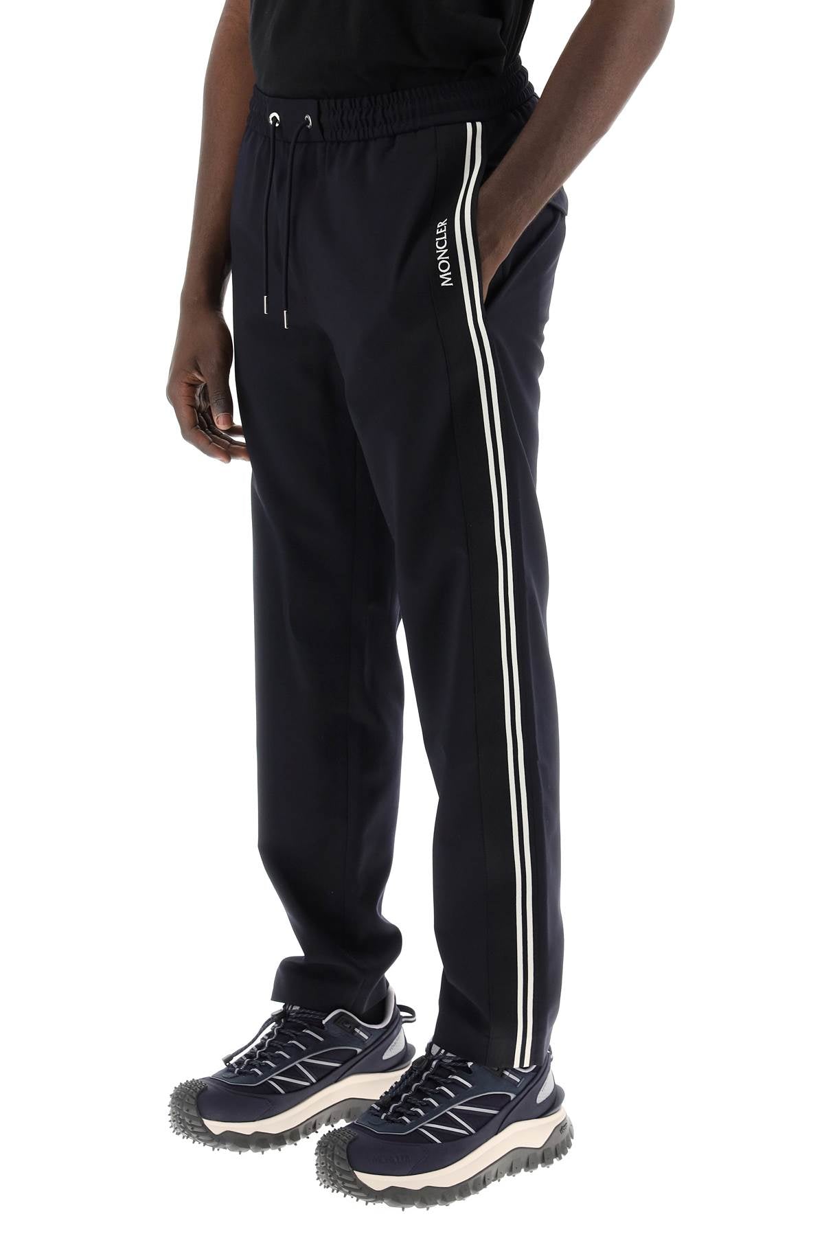 MONCLER Blue Wool Blend Men's Track Pants for Spring/Summer 2024