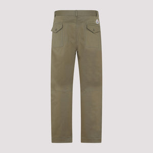 MONCLER Green Multi-Pocket Cotton Trousers for Men