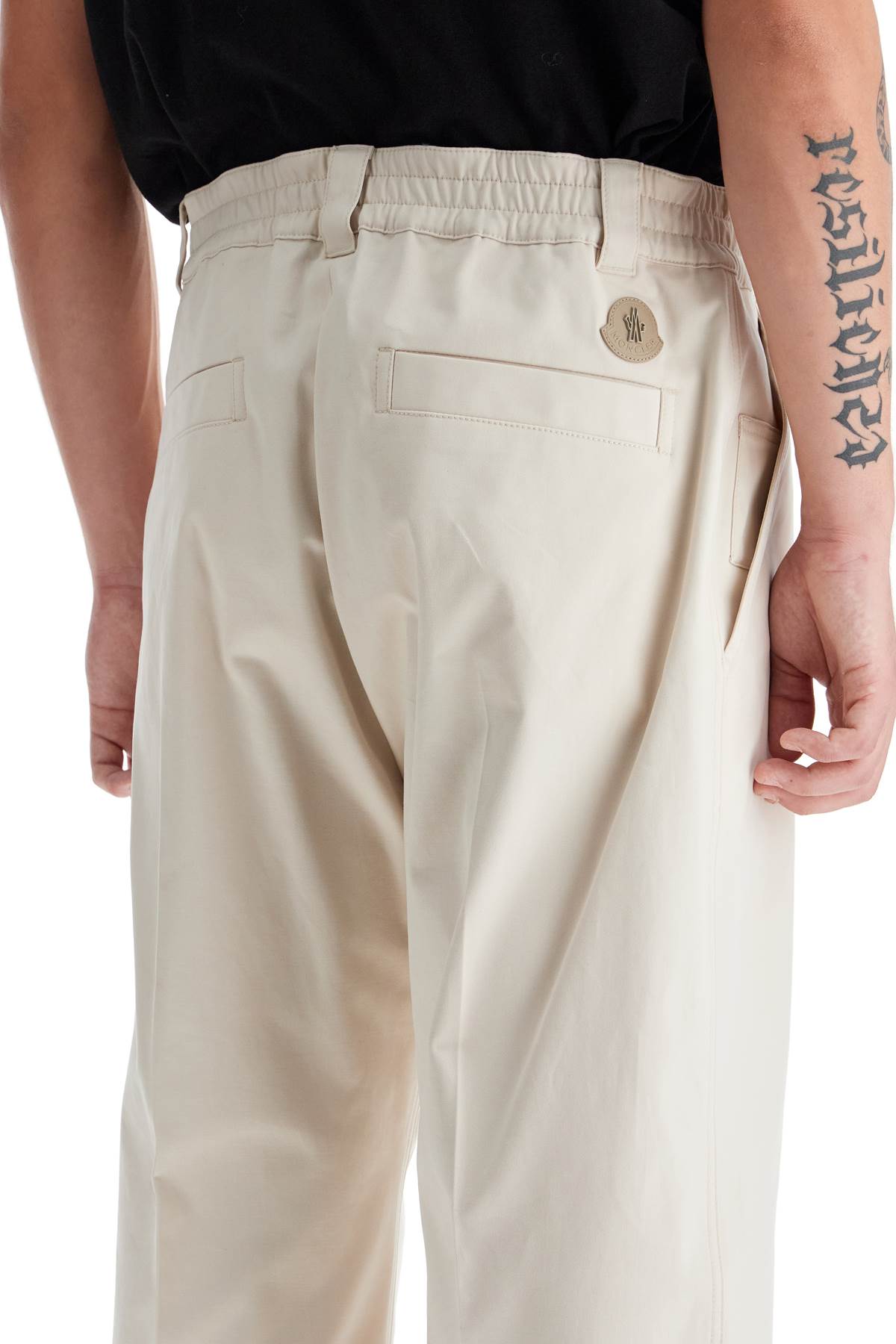 MONCLER Comfortable Straight Cut Cotton Drill Pants for Men