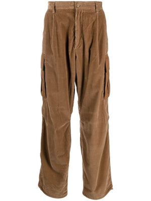 男士條紋貨物褲 - 棕色