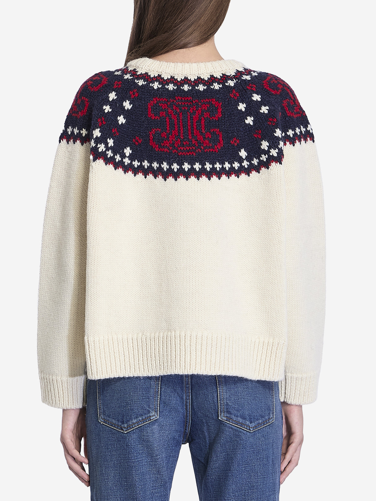 CELINE Boxy Cropped Wool Knit Pullover