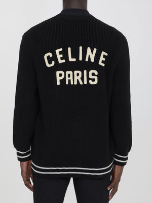 CELINE College Cardigan with Patch Design - Men's Loose Fit