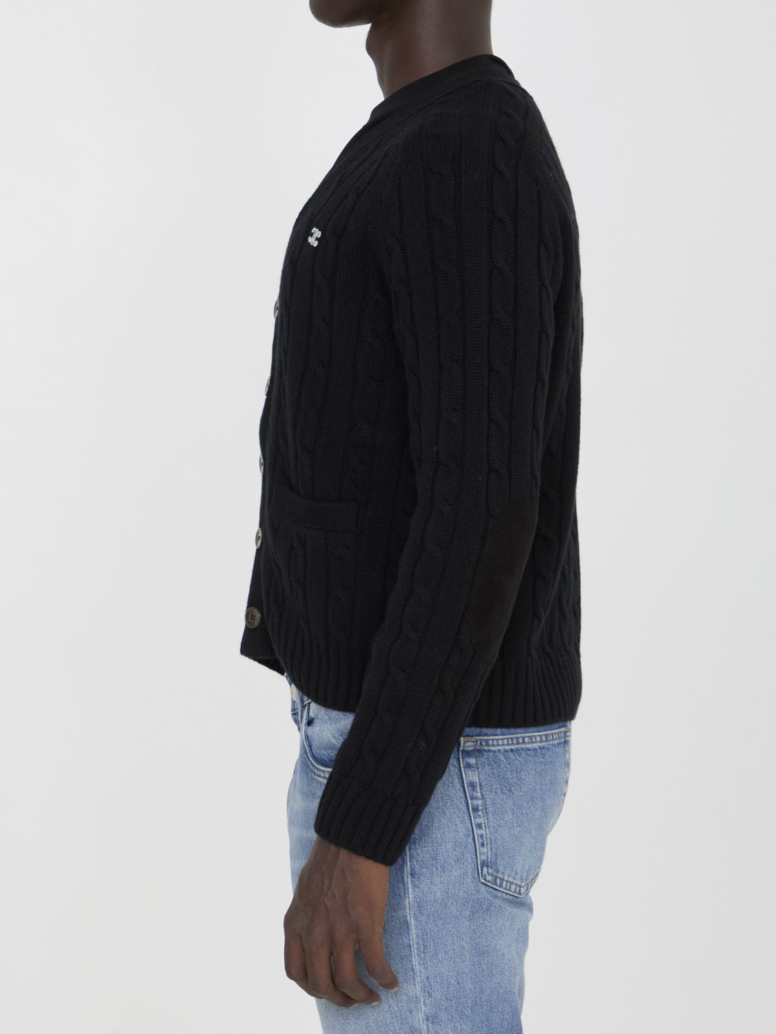 CELINE Triomphe Black Cashmere Cardigan - Regular Fit