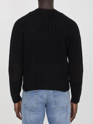 CELINE Triomphe Black Cashmere Cardigan - Regular Fit