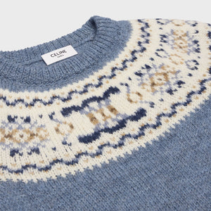 CELINE Fair Isle Triomphe Wool T-Shirt