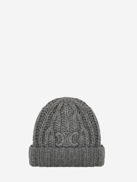 CELINE Triomphe Soft Grey Beanie - Uni Size