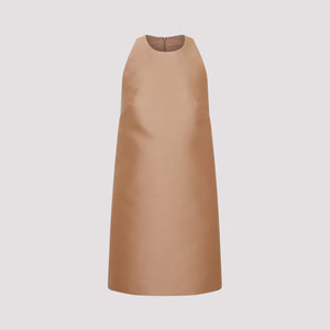 VALENTINO Chic Beige Crew-Neck Mini Dress for Women - SS24 Collection