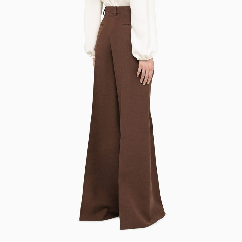 VALENTINO Silk Hazelnut Flared Trousers