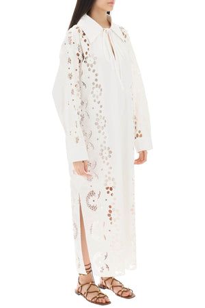 Elegant Broderie Infinie Flower Women's Maxi Caftan Dress