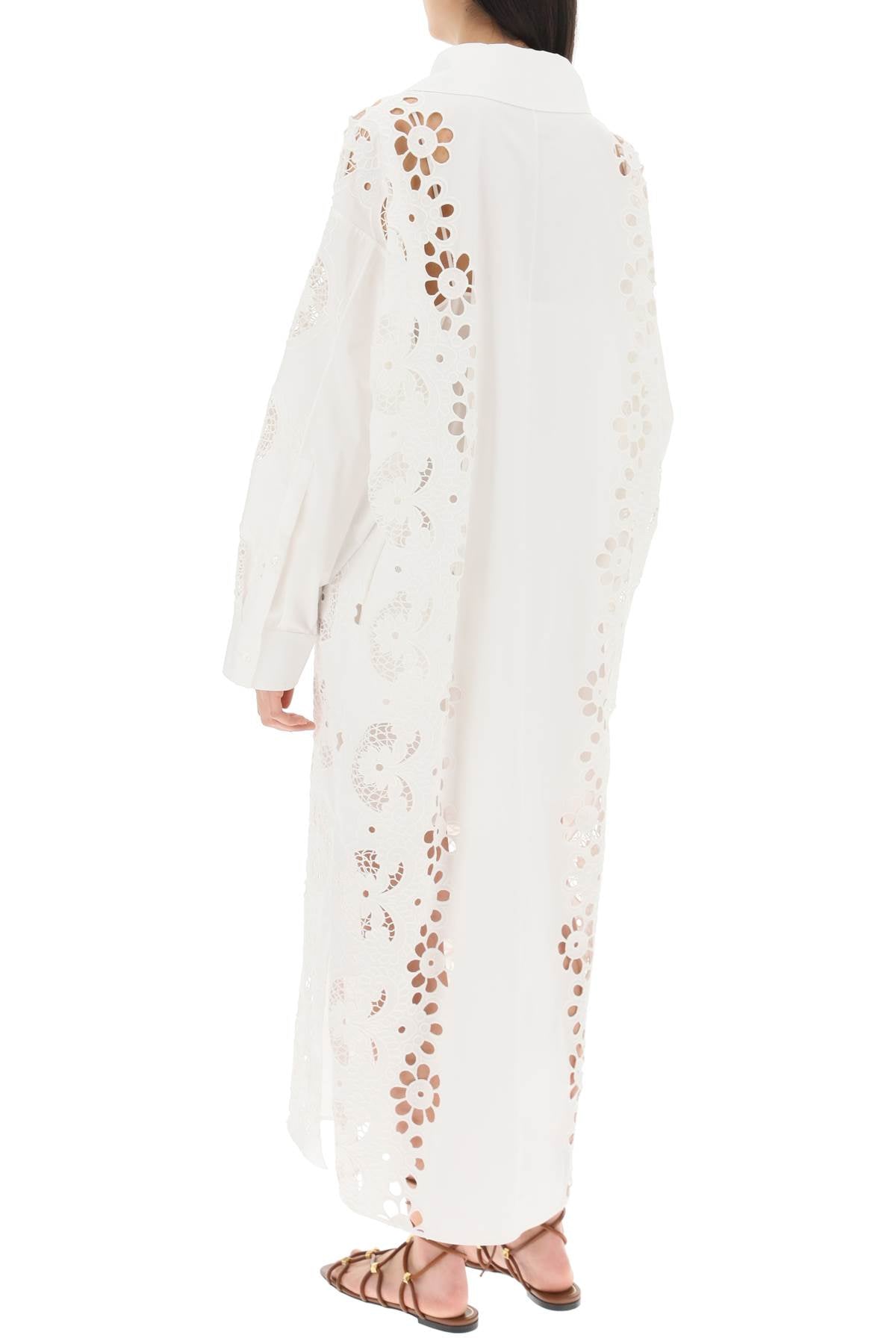 Elegant Broderie Infinie Flower Women's Maxi Caftan Dress