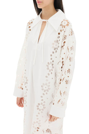 VALENTINO Elegant Maxi Caftan Dress in Broderie Infinie Flower for Women