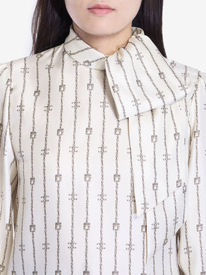 CELINE Silk Twill Blouse with Lavallière Neckline - Regular Fit