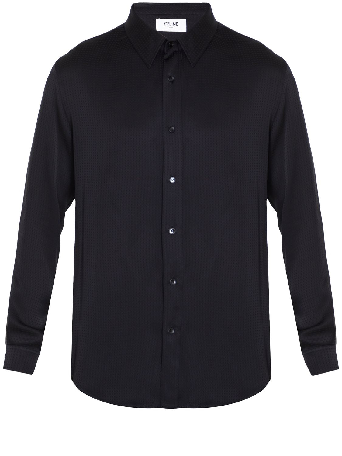 Men's Black Silk Polka-Dot Long-Sleeved Shirt - FW23 Collection