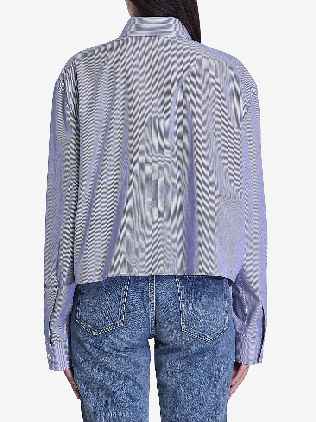 CELINE Cropped Striped Shirt with Embroidered Detail