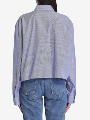 CELINE Silk and Cotton Striped Mini Shirt