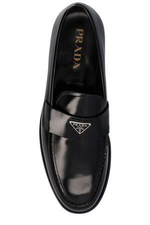 PRADA Premium Leather Almond Toe Loafers for Men - FW23