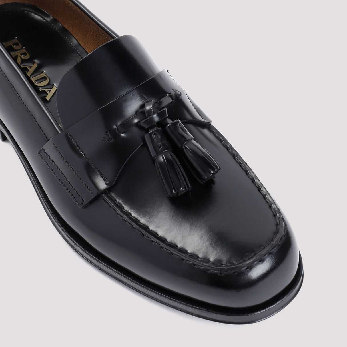 PRADA Elegant Brushed Calf Leather Loafers