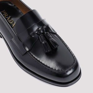 PRADA Elegant Brushed Calf Leather Loafers