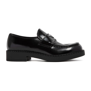 Black Brushed Leather Loafers for Men