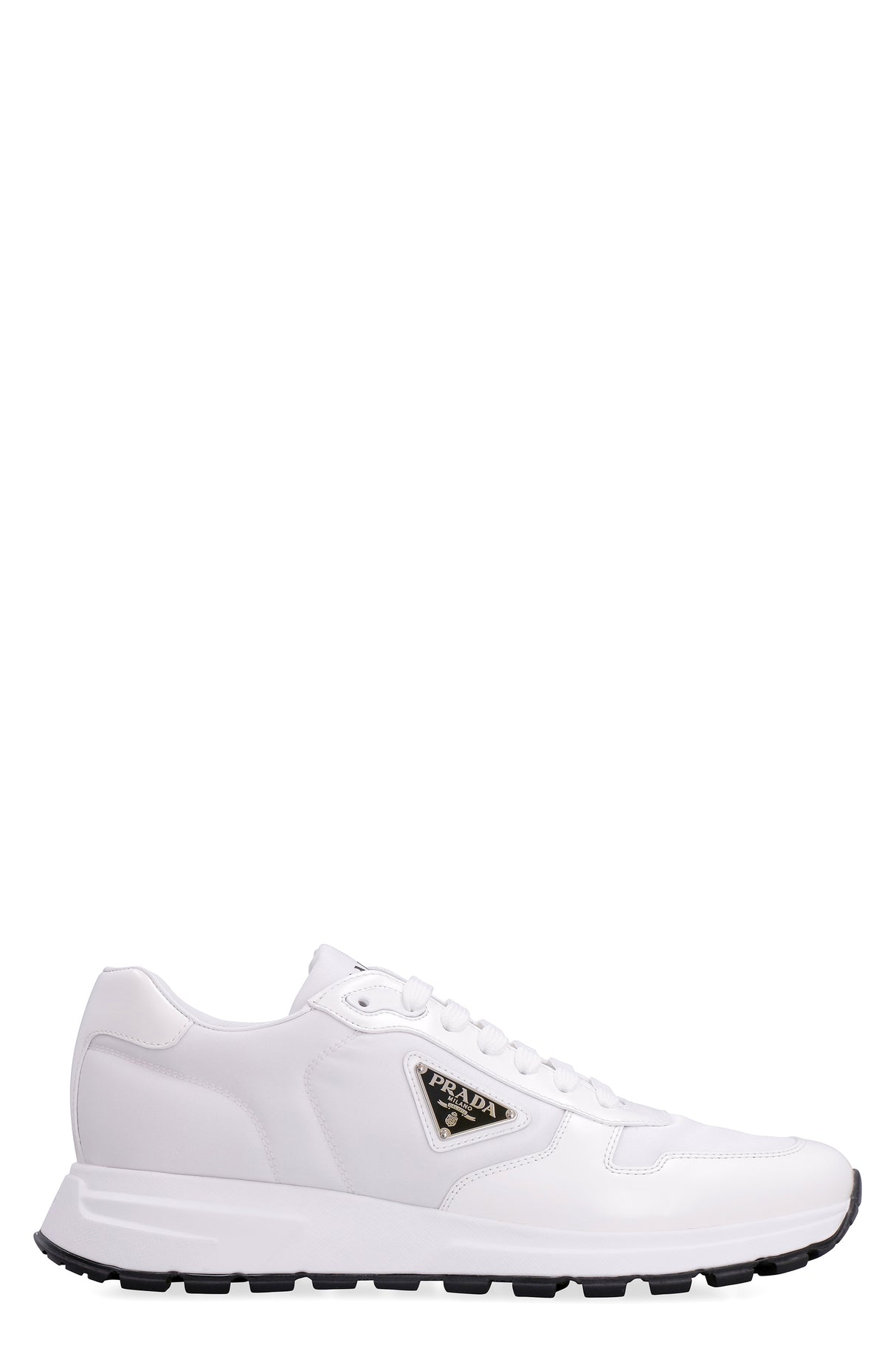 PRADA Eco-Friendly White Nylon and Leather Sneakers for Men