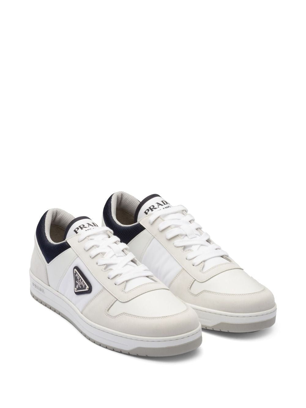 PRADA Men's White Leather Lace-up Sneakers for FW23