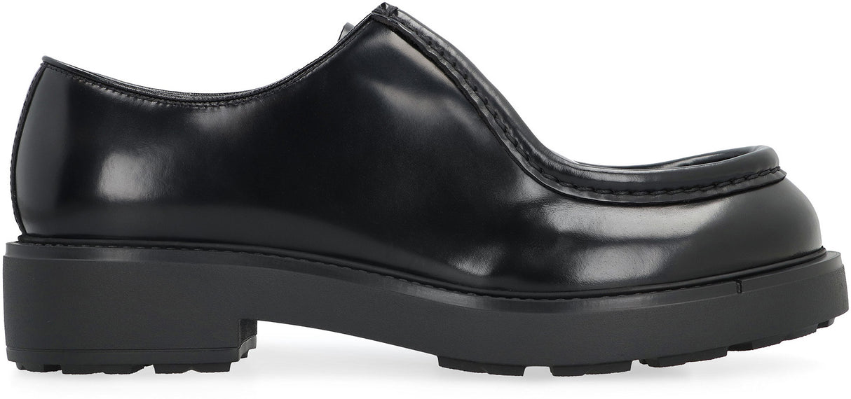 PRADA Classic Leather Lace-Up Shoes for Men in Black