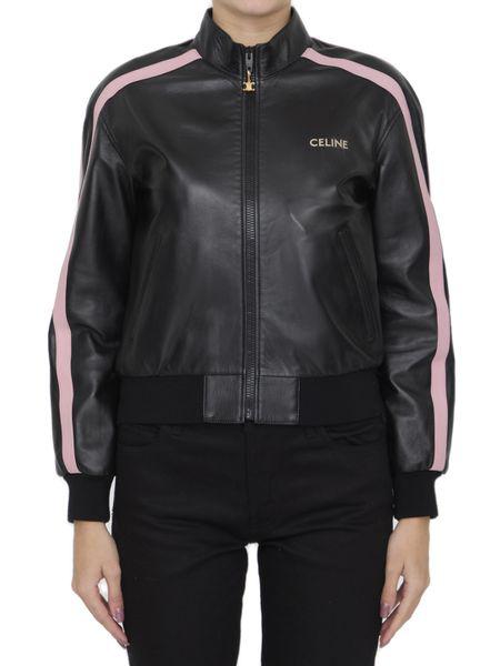 CELINE Lambskin Jacket with Contrasting Side Stripes - Women's