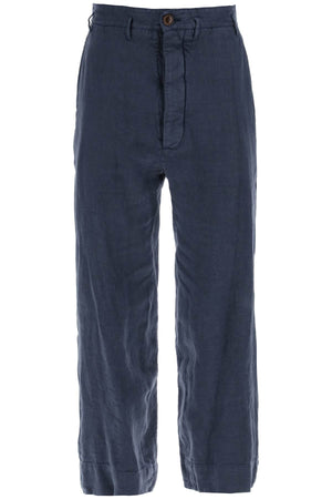 VIVIENNE WESTWOOD Men's Blue Cropped Linen Pants for SS24