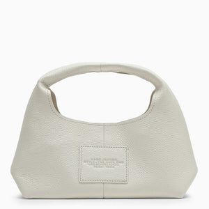 MARC JACOBS Chic White Leather Mini Handbag with Magnetic Closure and Zip Pouch