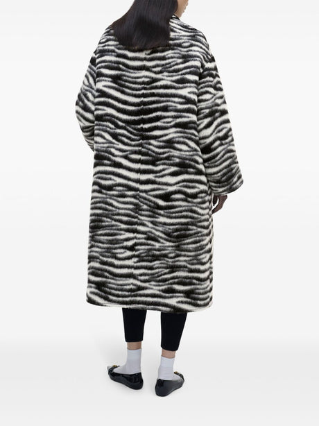 MARC JACOBS Wool Blend Long Zebra Print Jacket for Women