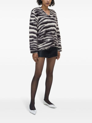 MARC JACOBS Zebra Print Wool Sweater - Women's V-Neck, FW24 Collection