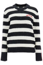 MARC JACOBS Relaxed Fit Striped Brushed Logo Sweater - Women’s XS