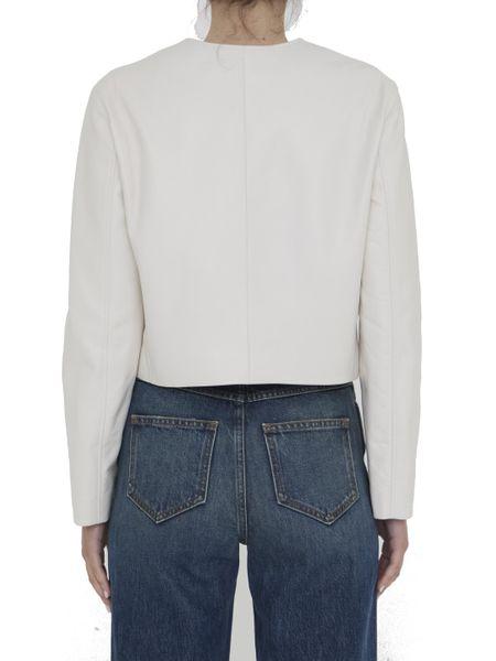 CELINE White Leather Crop Jacket - SS24 Collection