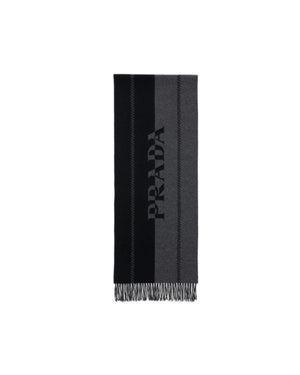 PRADA Mini Wool Scarf with Jacquard Logo - 178CM x 35CM