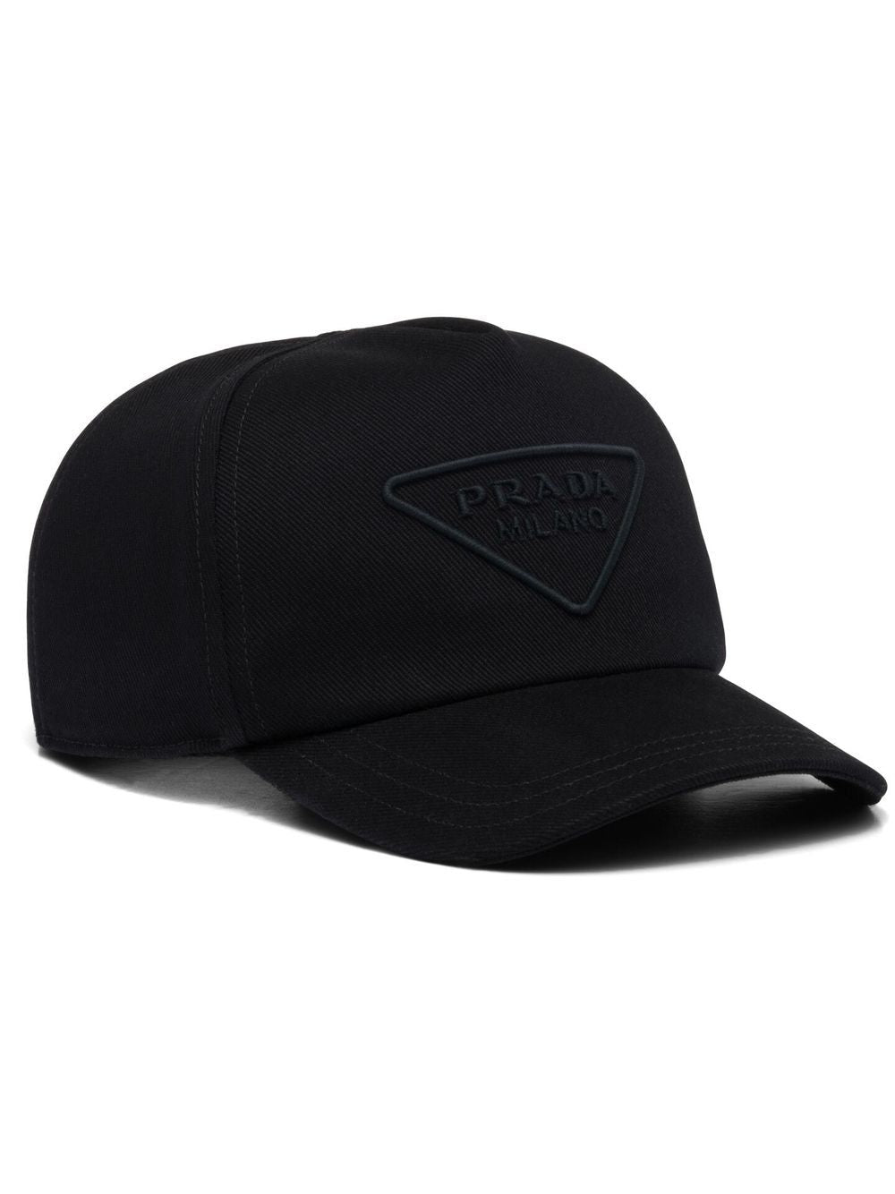 PRADA Men's Black Drill Logo Ricamo Cap for SS24