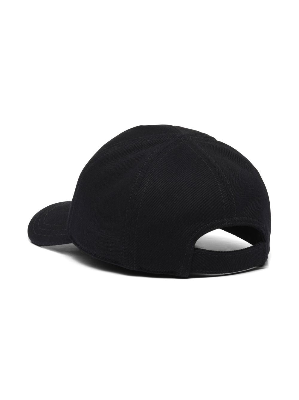 PRADA Men's Black Drill Logo Ricamo Cap for SS24