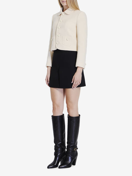 CELINE Elegant Black Wool Mini Skirt