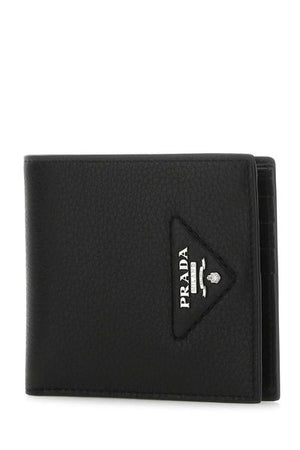 PRADA Luxurious and Sophisticated Bi-Fold Wallet with Signature Logo Plaque