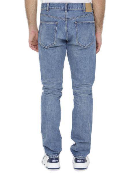 CELINE Low-Rise Denim Jeans for Men in Navy with Vintage Wash