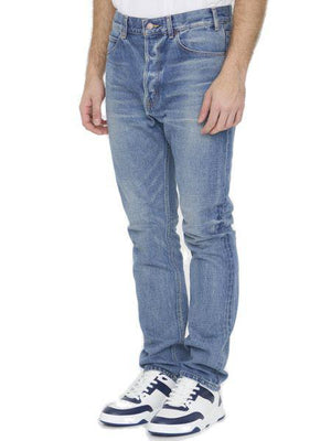 CELINE Low-Rise Denim Jeans for Men in Navy with Vintage Wash