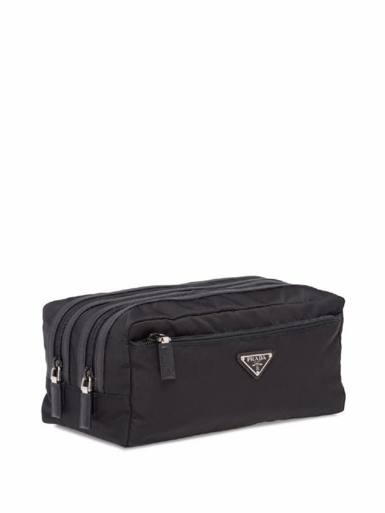 PRADA Nylon Mini Beauty Case with Leather Accents