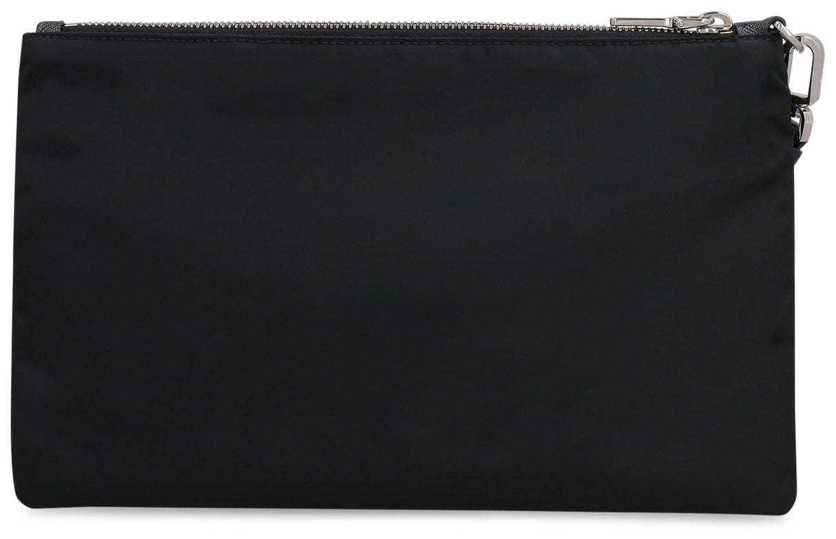 Eco-Friendly Black Nylon Flat Pouch Handbag for Men