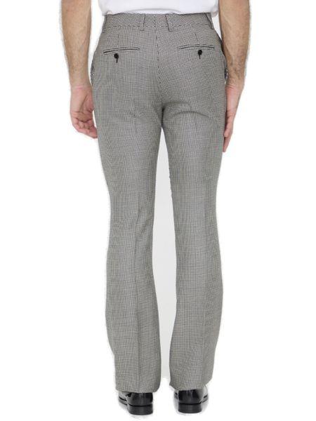 CELINE Men's Flared Black and White Houndstooth Pants - SS24 Collection