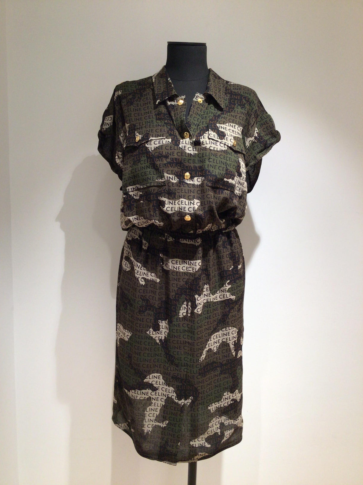 Green Camouflage Silk Shirtdress - FW22