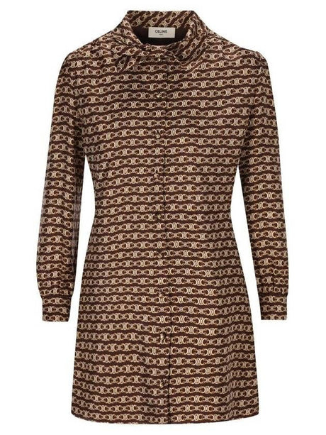 CELINE Silk Triomphe-Print Dress