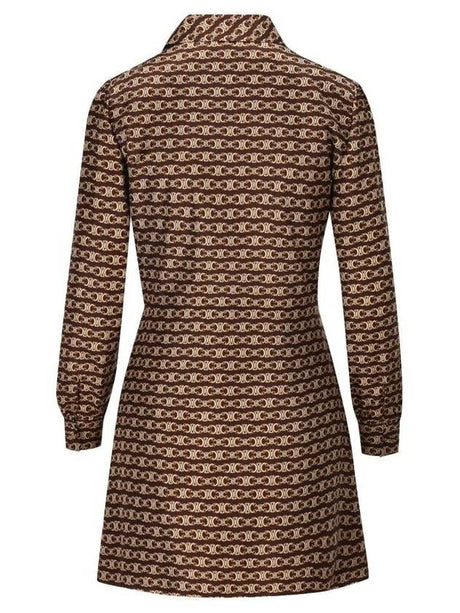 CELINE Silk Triomphe-Print Dress