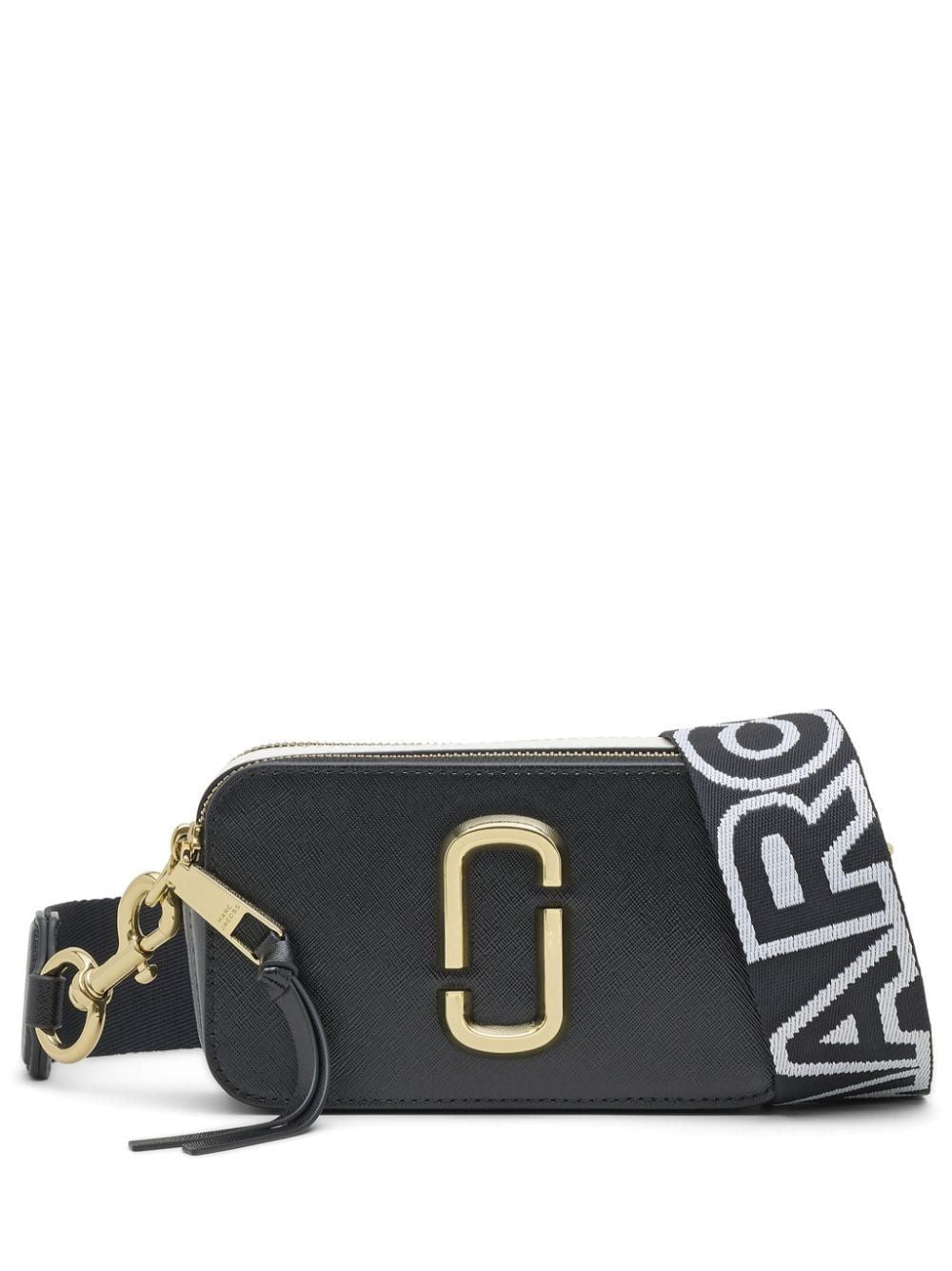 MARC JACOBS Mini Black Crossbody Bag with Golden Logo Accents