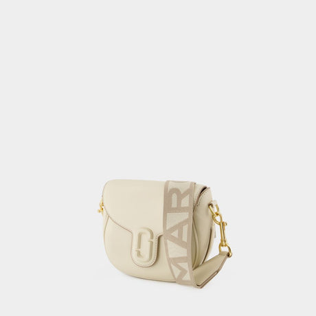 MARC JACOBS Mini White Leather Crossbody Saddle Bag with Logo Strap