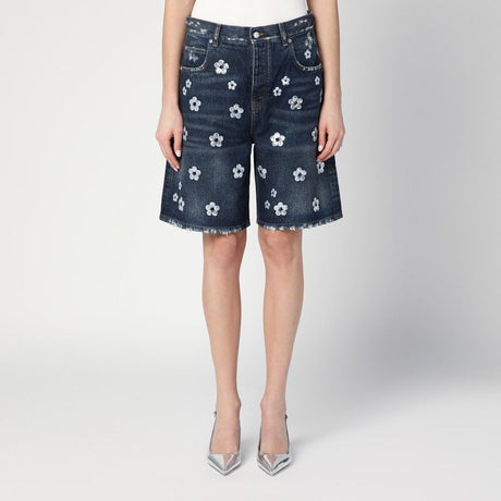 MARC JACOBS Denim Bermuda Shorts with Daisy Sequins