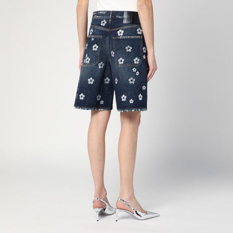 MARC JACOBS Denim Bermuda Shorts with Daisy Sequins